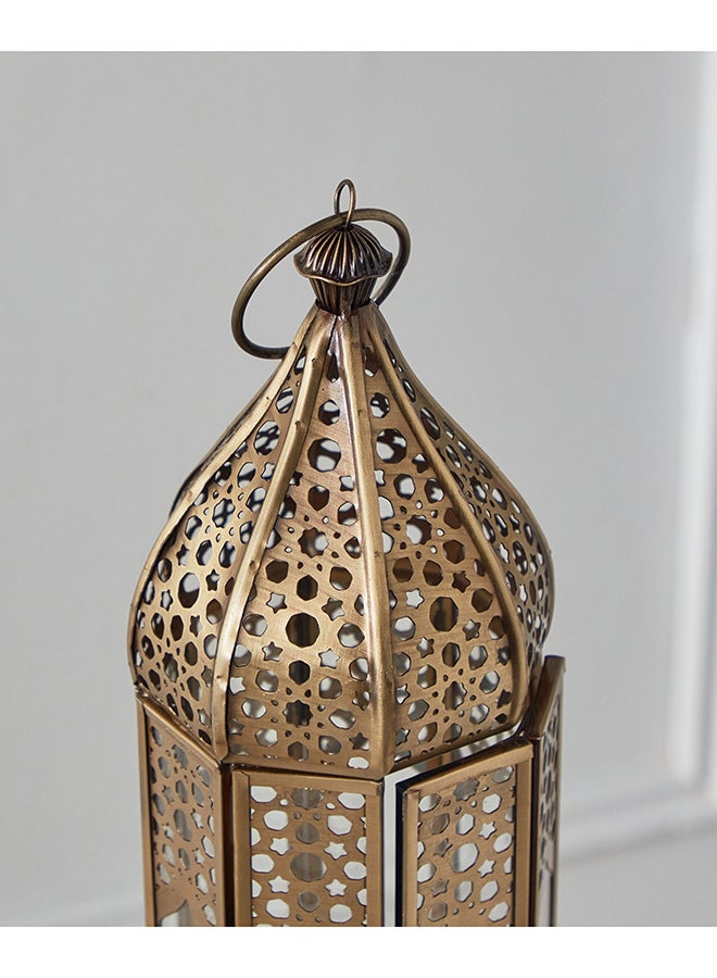 Home Box Isaba Antique Metal Cutwork Lantern - 9x9x48 cm - Image 4